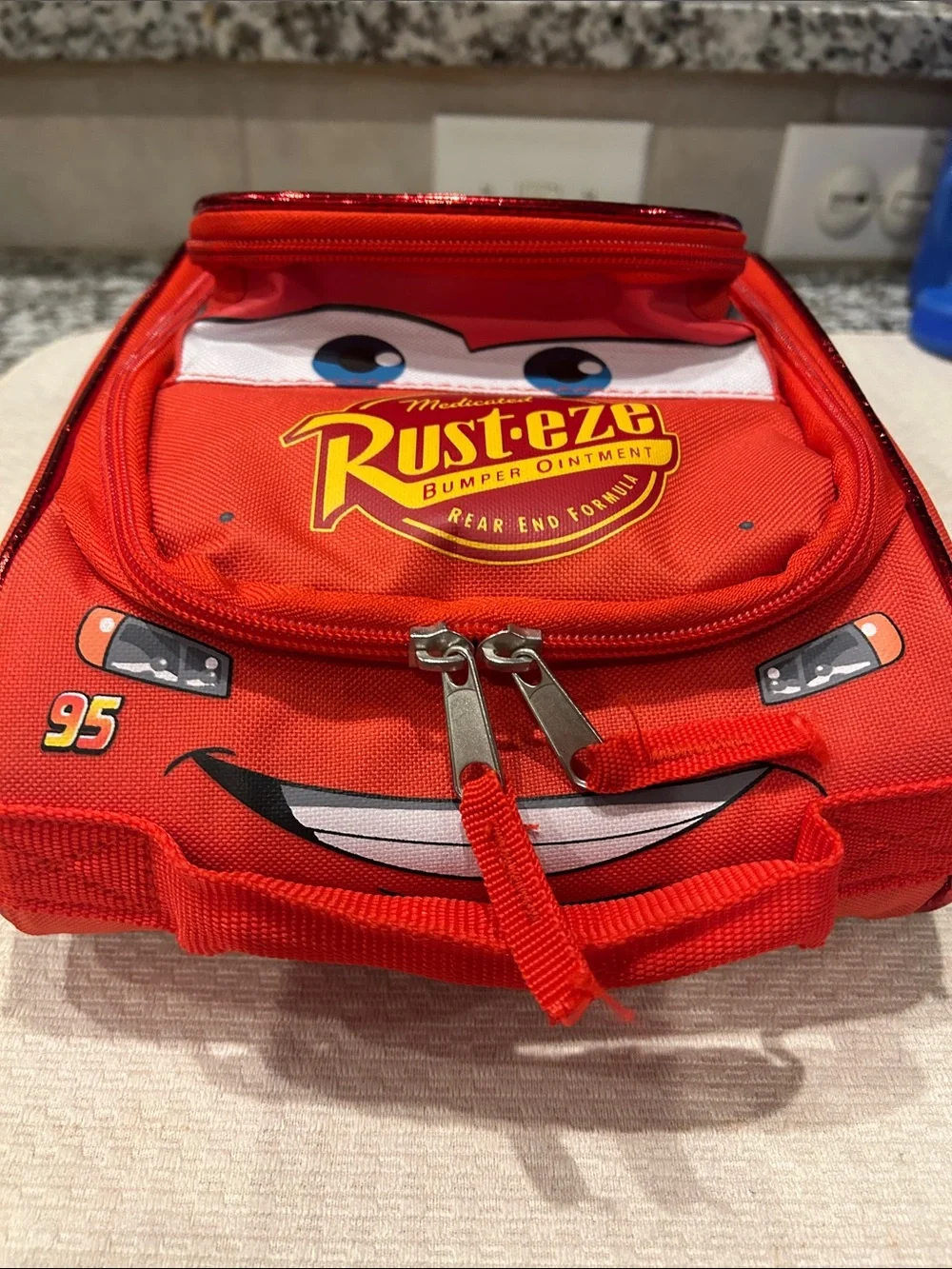 Disney Pixar Cars 3 Lightning McQueen 95 Rusteze Red Lunch Box Bag NWT